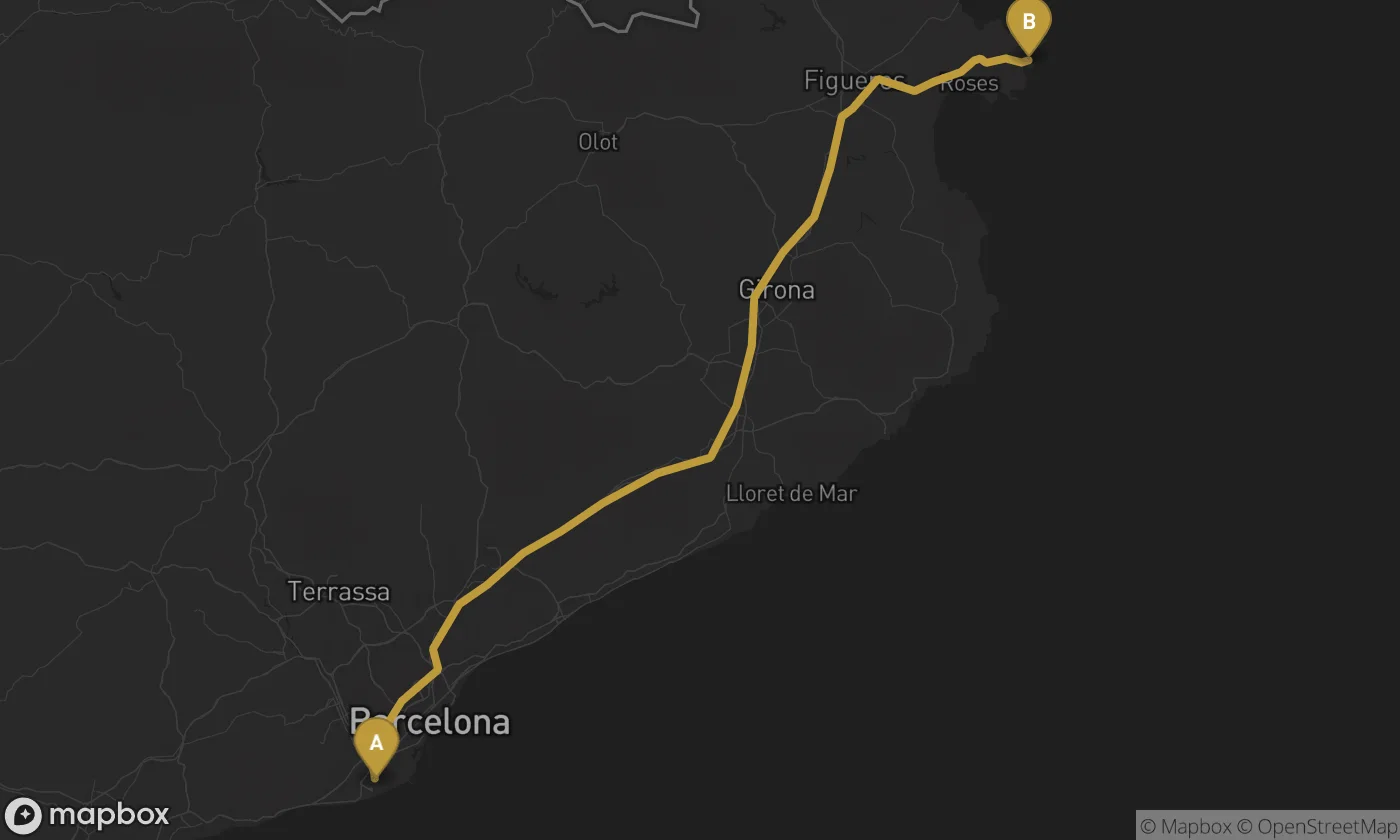 Barcelona Airport ⇄ Casa - Museo Salvador Dalí route map