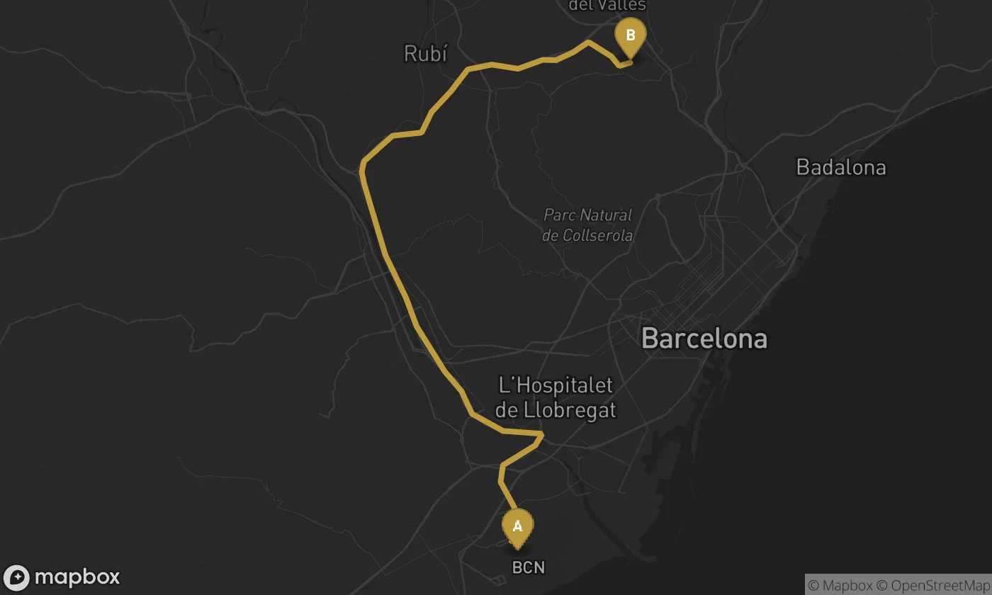 Barcelona Airport ⇄ Cerdanyola del Vallès route map
