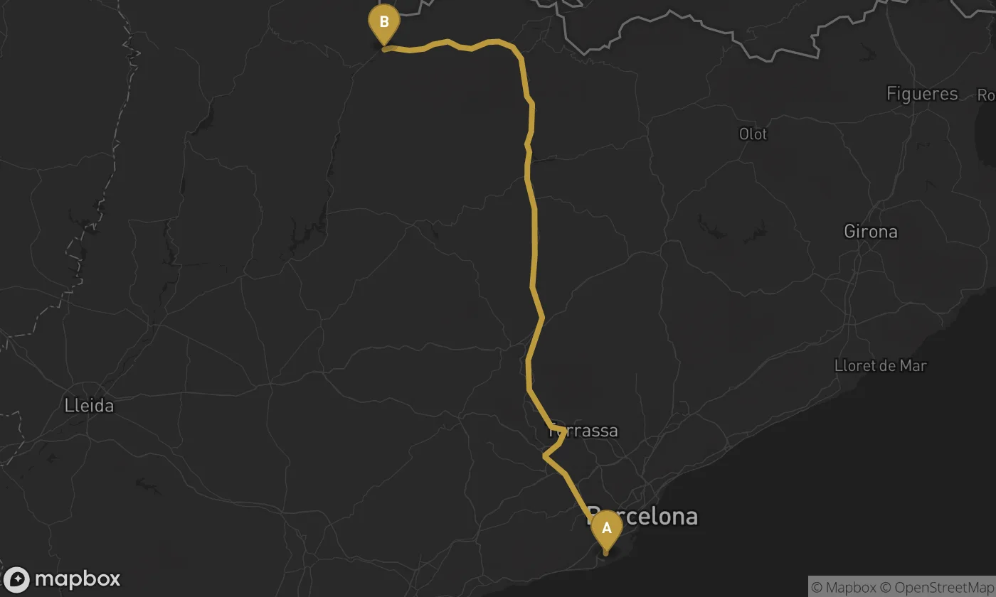 Barcelona Airport ⇄ La Seu d'Urgell route map