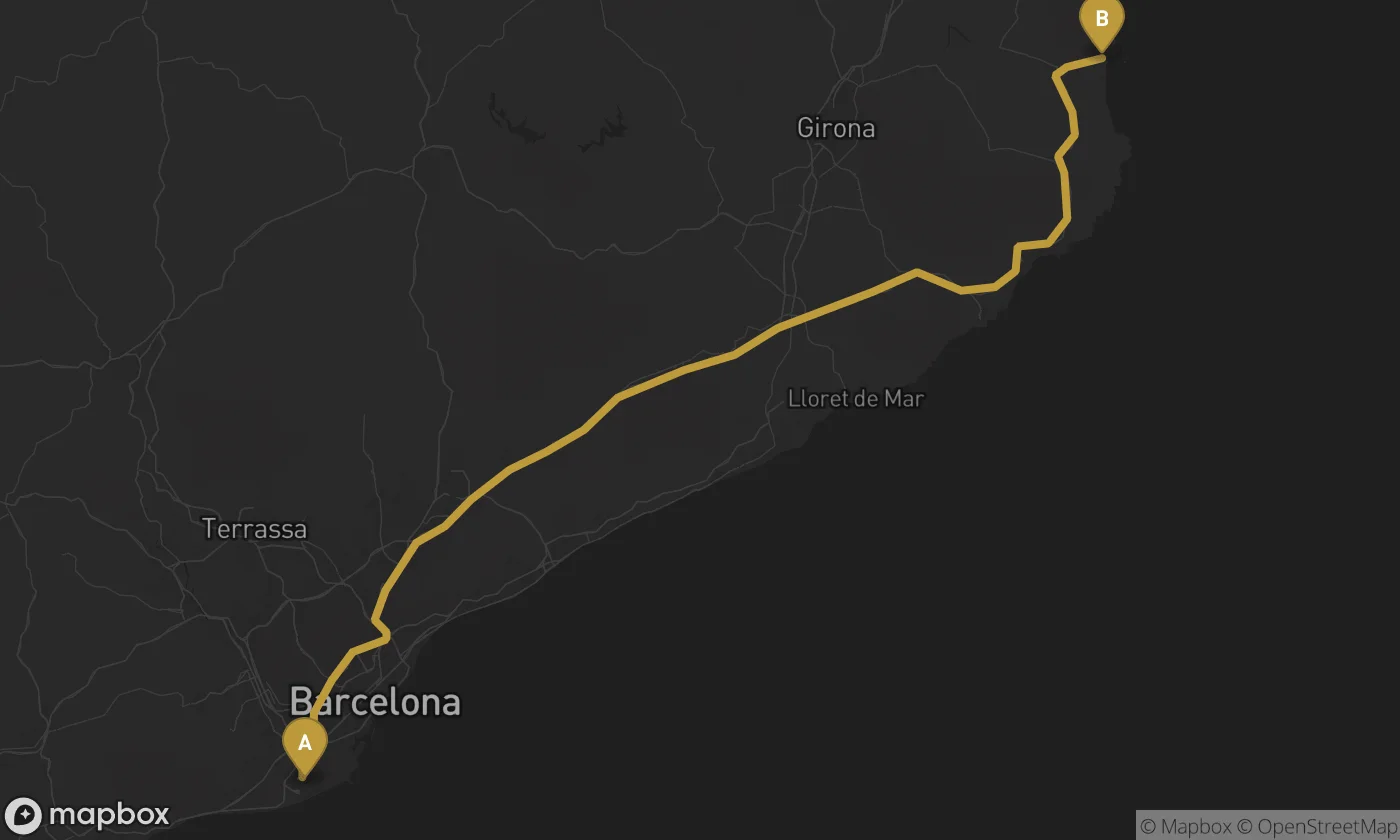 Barcelona Airport ⇄ L'Estartit route map