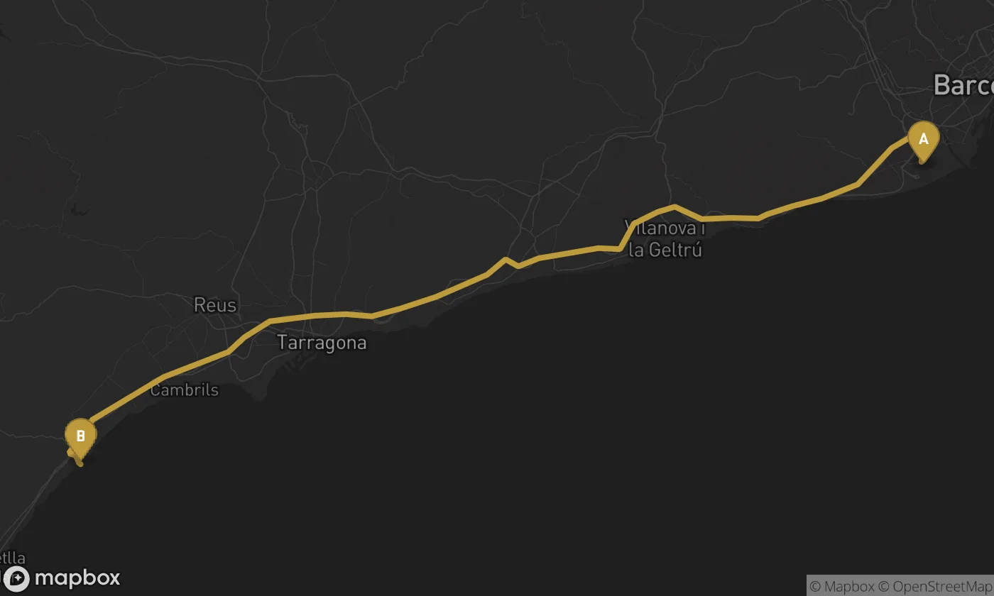 Barcelona Airport ⇄ L'Hospitalet de l'Infant route map
