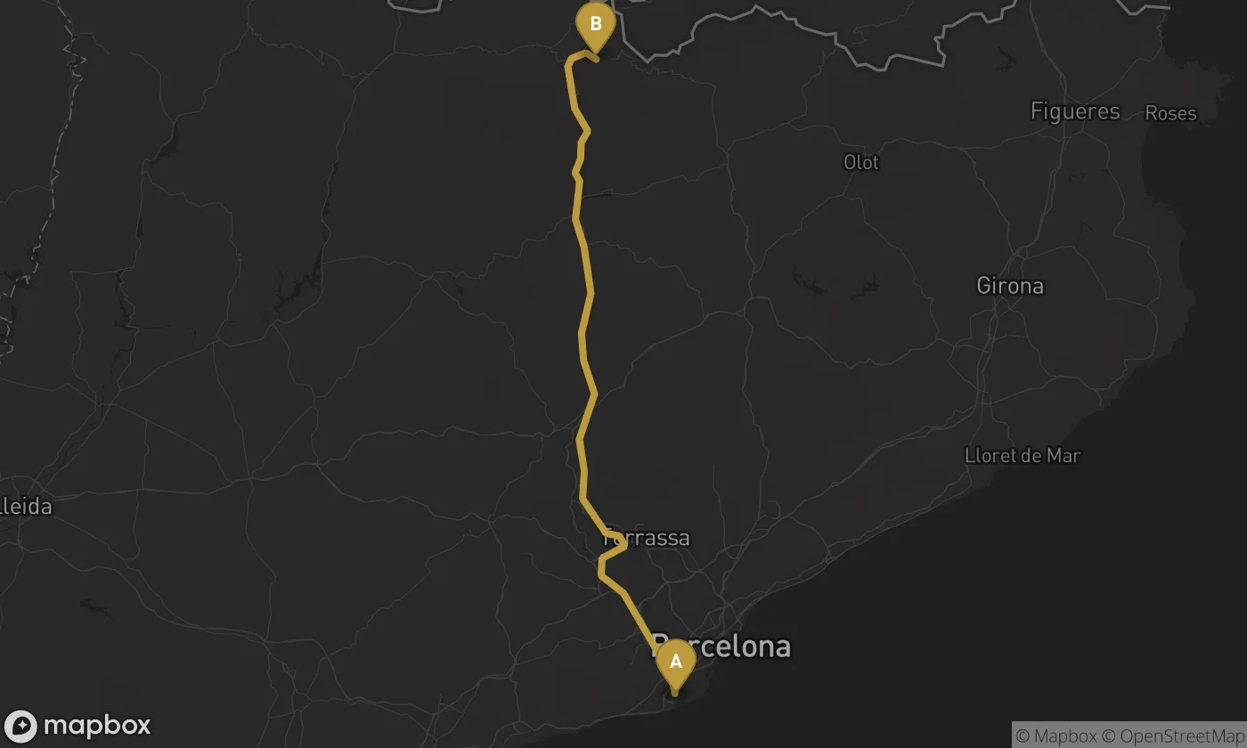 Barcelona Airport ⇄ Masella route map