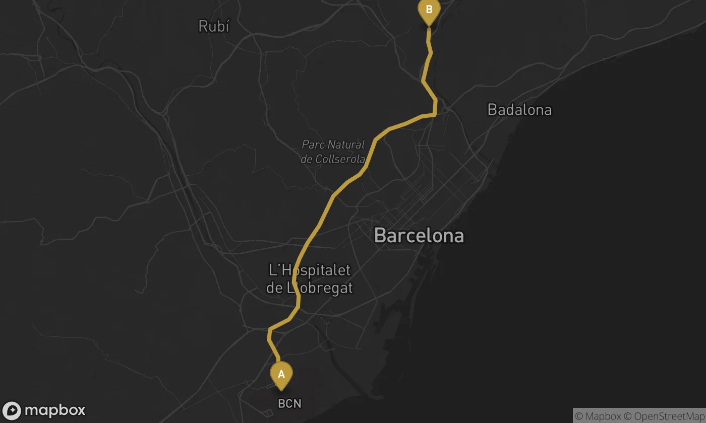 Barcelona Airport ⇄ Montcada i Reixac route map