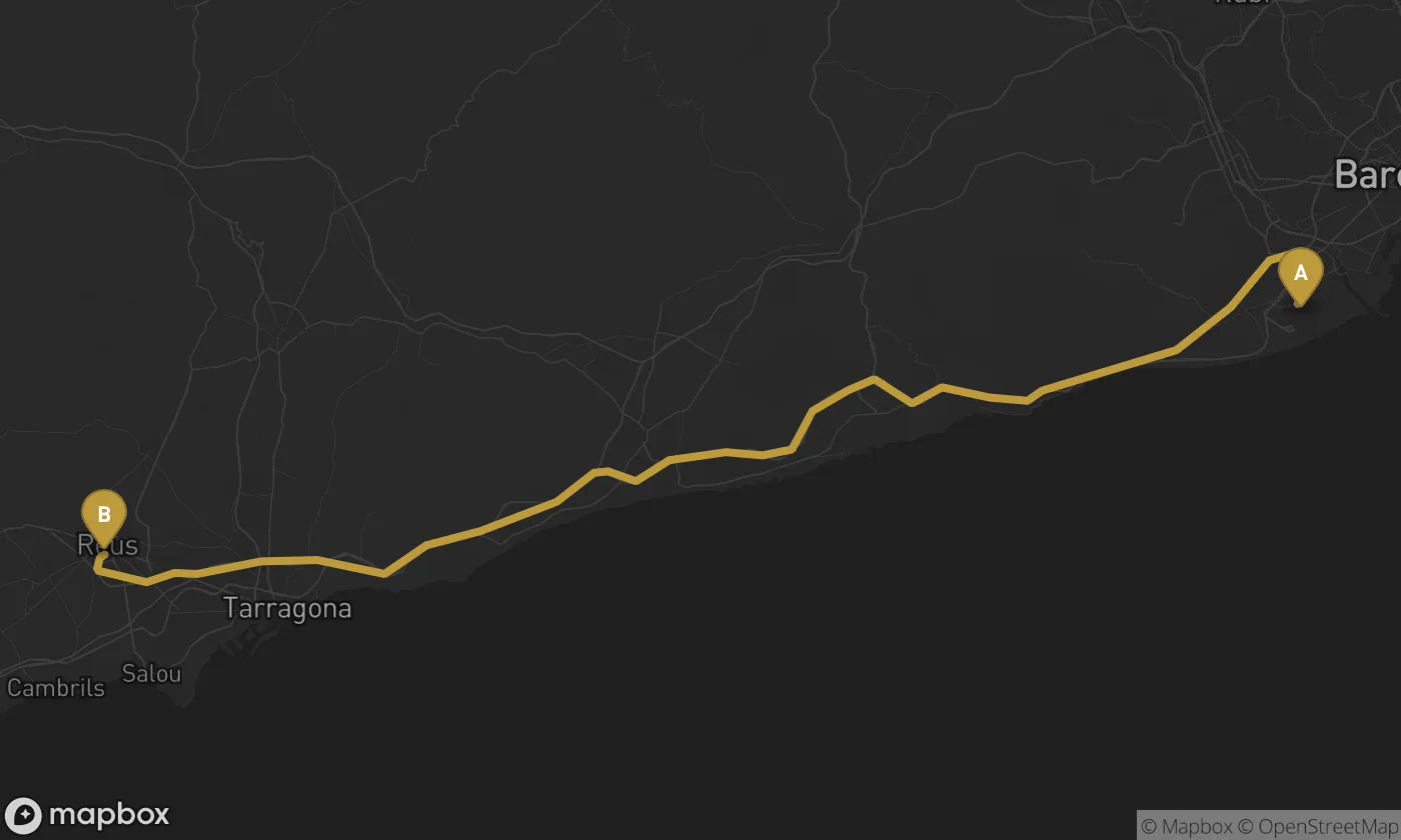 Barcelona Airport ⇄ Reus route map