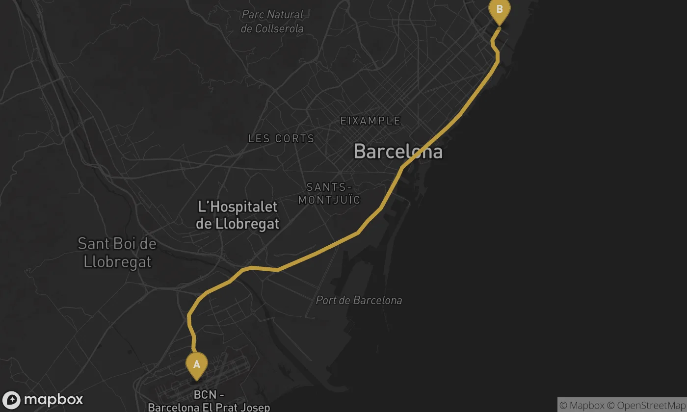 Barcelona Airport ⇄ Sant Adrià de Besòs route map