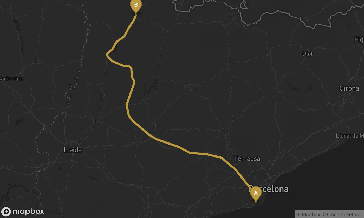 Barcelona Airport ⇄ Sort route map