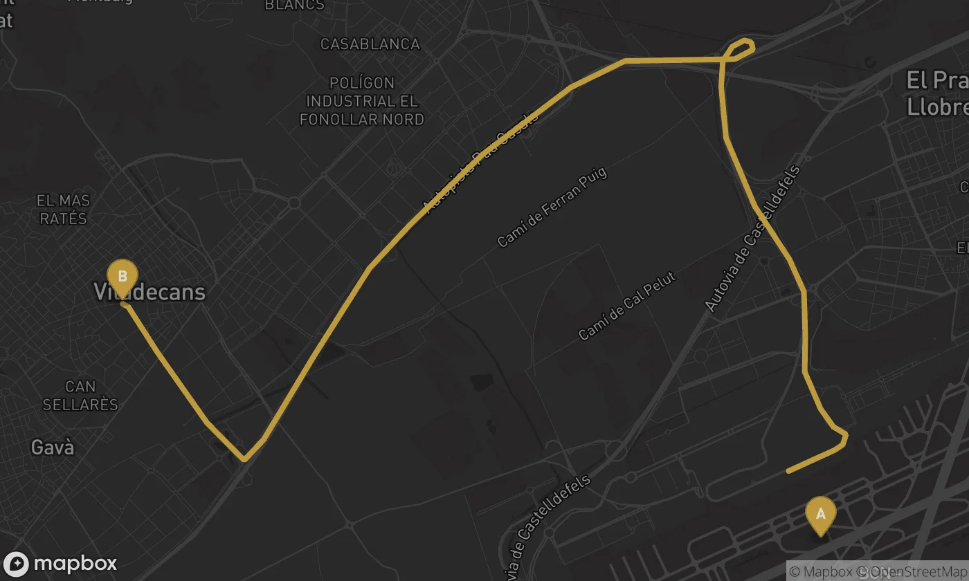 Barcelona Airport ⇄ Viladecans route map